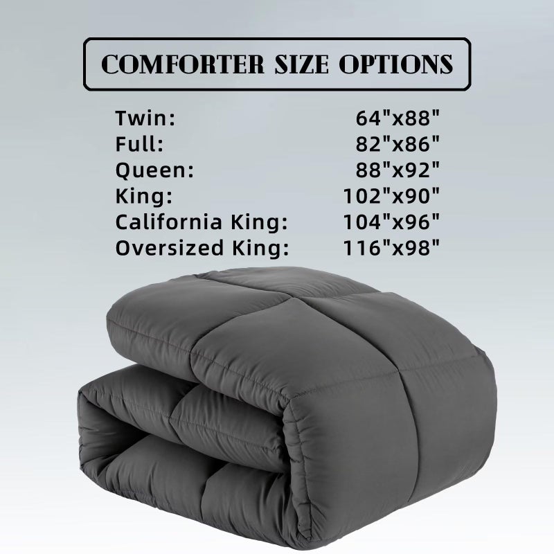 DOWNCOOL Comforters Full Size, Duvet Insert,Dark Grey All Season Duvet, Lightweight Quilt, Down Alternative Hotel Comforter with Corner Tabs (Dark Gray, Full 82x86 Inches) - Image 5